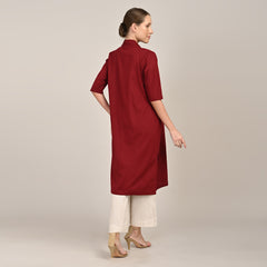 Dakota Set of 3 - Long Shirt, Inner & Pants - Maroon & Beige