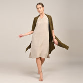 Dakota Set Of 2 - Long Shirt Jacket & Dress - Olive & Greige