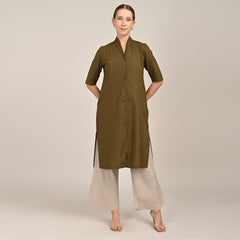 Dakota Set of 3 - Long Shirt, Inner & Pants - Olive & Greige
