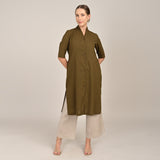 Dakota Set of 3 - Long Shirt, Inner & Pants - Olive & Greige