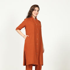 Dakota Set Of 3 - Overlay, Top & Pants - Coffee Brown & Autumn Rust