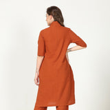 Dakota Set Of 3 - Overlay, Top & Pants - Coffee Brown & Autumn Rust