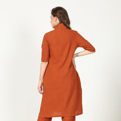 Dakota Set Of 3 - Overlay, Top & Pants - Coffee Brown & Autumn Rust