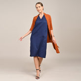 Dakota Set Of 2 - Long Shirt Jacket & Dress - Orange & Navy