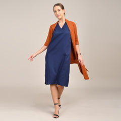 Dakota Set Of 2 - Long Shirt Jacket & Dress - Orange & Navy