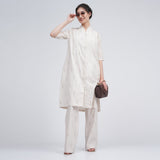Dakota Long Shirt Jacket - Ecru block print