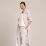 Dakota Shawl Collar Long Shirt Jacket - Pastel Pink
