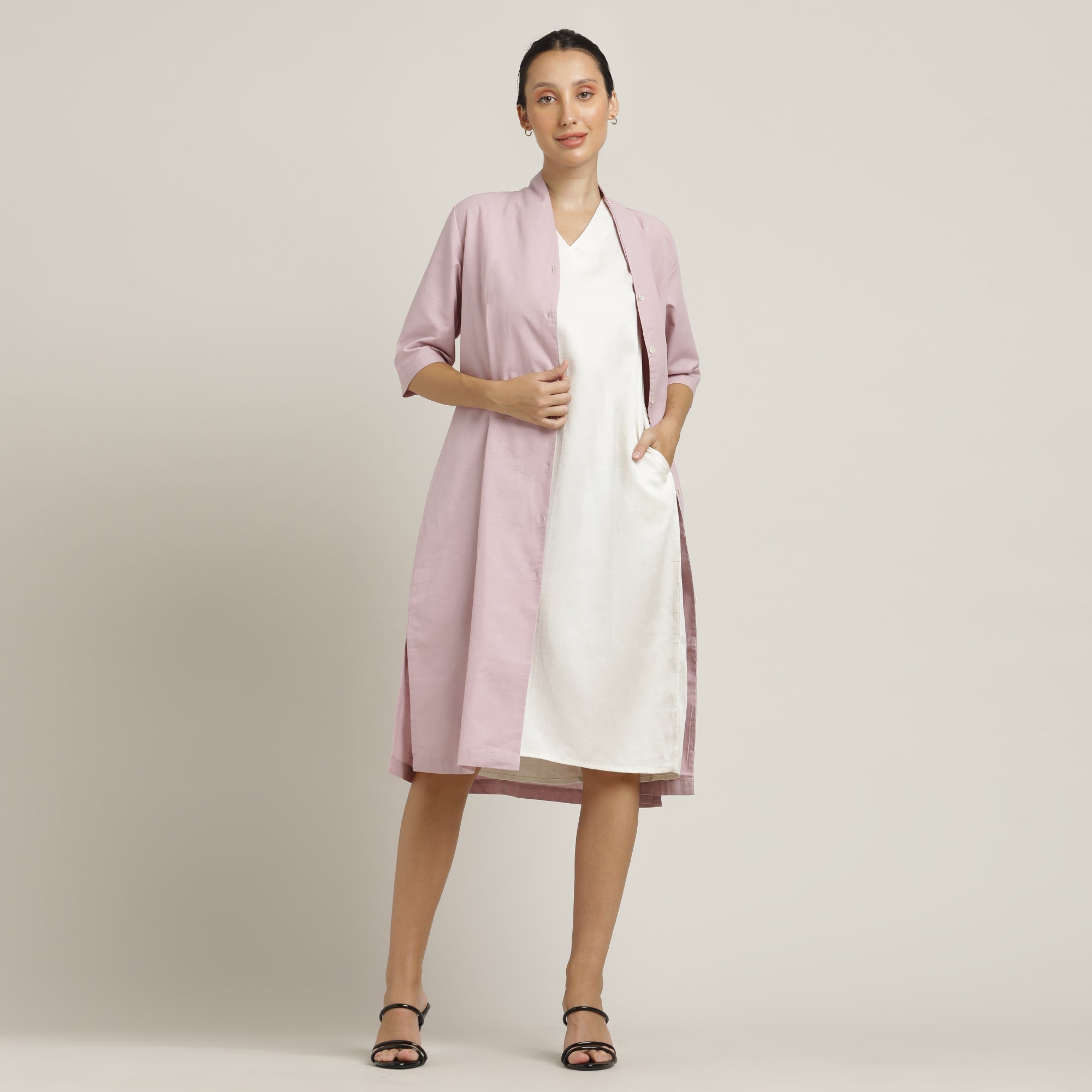 Saltpetre Women's 2-Piece Pink Off-White Dress Jacket Set