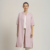 Dakota Shawl Collar Long Shirt Jacket - Pastel Pink