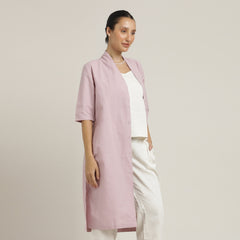 Dakota Shawl Collar Long Shirt Jacket - Pastel Pink