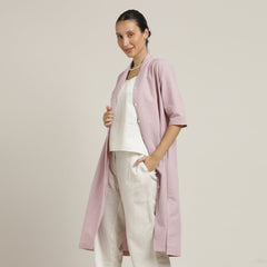 Dakota Shawl Collar Long Shirt Jacket - Pastel Pink