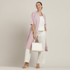 Dakota Set Of 3 - Overlay, Slip Top & Barrel Leg Pants - Pastel Pink & Ecru