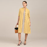 Dakota Set Of 2 - Long Shirt Jacket & Dress - Yellow & Greige