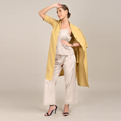 Dakota Set of 3 - Long Shirt, Inner & Pants - Yellow & Greige