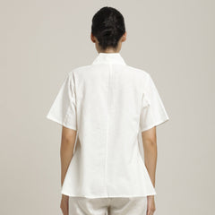 Klara Set Of 2 - Shawl Collar Top & Barrel Leg Pants - Ecru