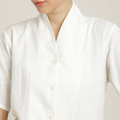 Klara Shawl Collar Top - Ecru