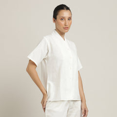 Klara Shawl Collar Top - Ecru