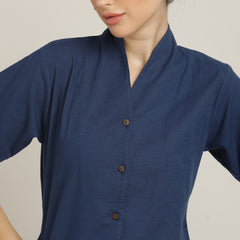 Klara Shawl Collar Top - Navy Blue