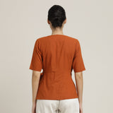 Evelyn Set Of 2 - Wrap Top & Barrel Leg Pants - Autumn Rust & Ecru