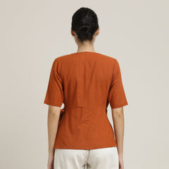 Evelyn Set Of 2 - Wrap Top & Barrel Leg Pants - Autumn Rust & Ecru