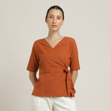 Evelyn Wrap Top - Autumn Rust