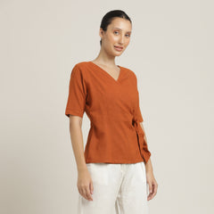 Evelyn Wrap Top - Autumn Rust