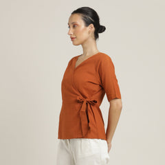 Evelyn Wrap Top - Autumn Rust