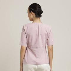 Evelyn Set Of 2 - Wrap Top & Barrel Leg Pants - Pastel Pink & Ecru