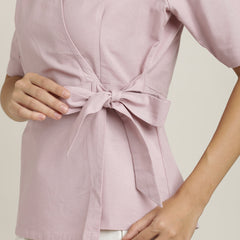 Evelyn Wrap Top - Pastel Pink