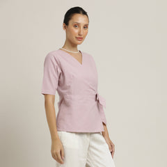 Evelyn Wrap Top - Pastel Pink