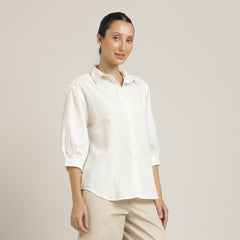 Flora Puff Sleeves Top - Ecru