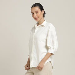 Flora Puff Sleeves Top - Ecru