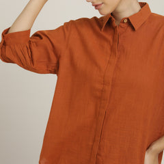 Flora Puff Sleeves Top - Autumn Rust