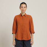 Flora Puff Sleeves Top - Autumn Rust