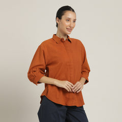 Flora Puff Sleeves Top - Autumn Rust