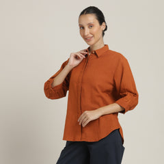 Flora Puff Sleeves Top - Autumn Rust
