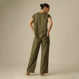Alice Half Placket Top - Olive
