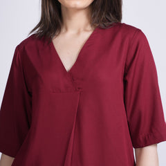 Diana Front Pleat Top - Maroon