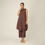 Dahlia Set Of 2 - Sleeveless Tunic & Pants - Coffee Brown