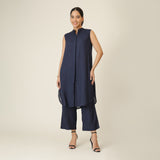 Dahlia Set Of 2 - Sleeveless Tunic & Pants - Navy Blue