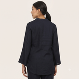 Sylvia Co-Ord Set Of 2 - Bell Sleeves Short Tunic & Pants - Navy