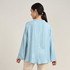 Bella Set Of 2 - Bell Sleeves Top & Chinos - Blue & Beige