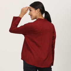 Bella Set Of 2 - Bell Sleeves Top & Chino Pants - Maroon & Navy