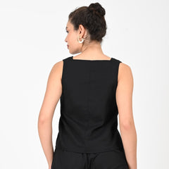 Ruth Co-ord Set - Square Neck Top & Pants - Black