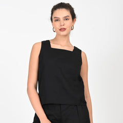 Ruth Co-ord Set - Square Neck Top & Pants - Black
