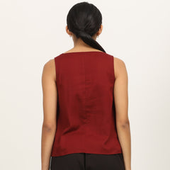 Ruth Co-Ord Set - Square Neck Top & Pants - Maroon & Coffee
