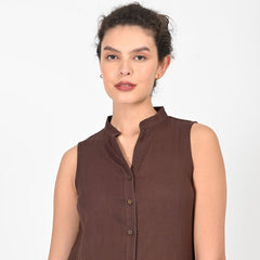Darla Sleeveless Shirt - Coffee Brown
