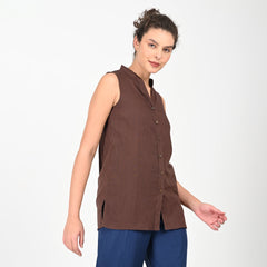 Darla Sleeveless Shirt - Coffee Brown