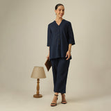Penny Co-ord Set Of 2 - Shirt Tunic & Pants - Navy