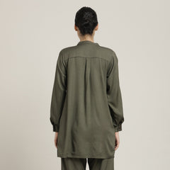 Rumi Co-ord Set - Pintuck Tunic & Pants - Olive Green